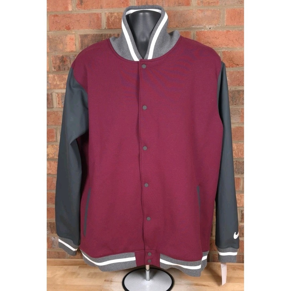 Nike Team‎ Classic Varsity Letterman Jacket Bordeaux Mens Size XL DJ5971-669